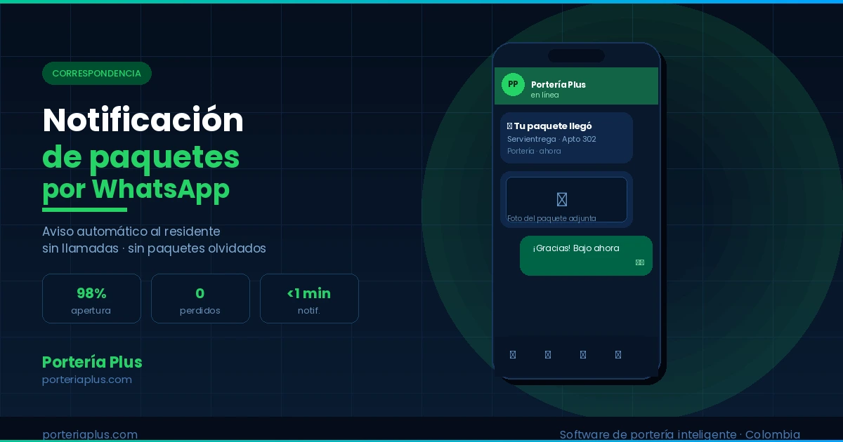 Notificación de paquetes por WhatsApp en conjunto residencial - Portería Plus Colombia